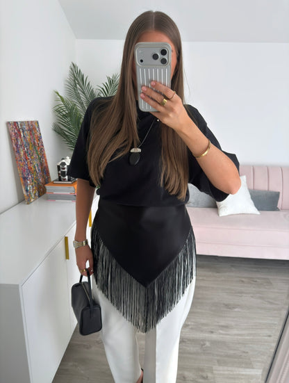 Satin Fringe Scarf Belt