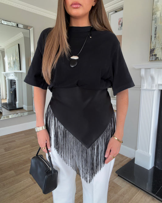 Satin Fringe Scarf Belt