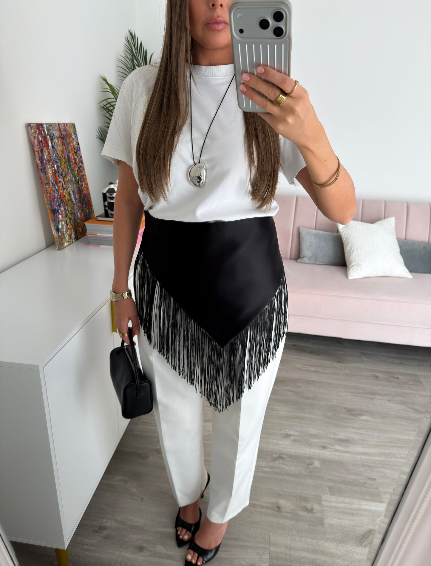 Satin Fringe Scarf Belt